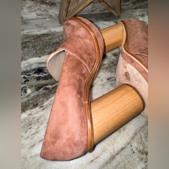 Anthropologie OUIGAL Suede Platform Loafer Heel 38 - Picture 4 of 13